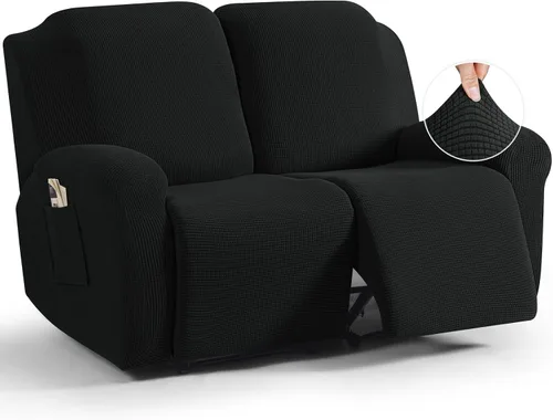 Vista 24 de TAOCOCO Funda reclinable de 4 piezas, funda elástica para sofá reclinable de 4 piezas, funda reclinable con 1 asiento, protector de sofá suave
