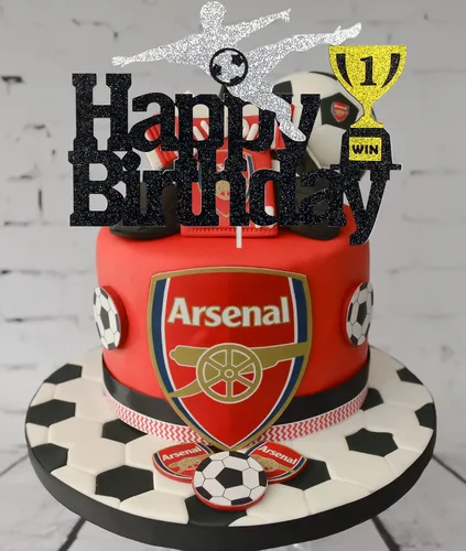 Vista 3 de Decoración de pastel de cumpleaños de fútbol, temática de fútbol para niños y adultos, fiesta de cumpleaños