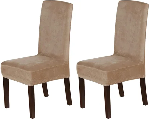 Vista 21 de Fundas elásticas de terciopelo para sillas de comedor, suaves, extraíbles y de comedor, color negro, 2
