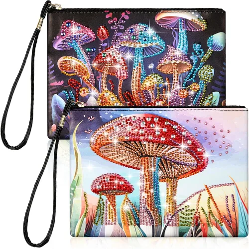 Vista 12 de Geyoga 2 Piezas Monederos de Pintura de Diamantes DIY 5D Pintura de Diamantes DIY Bolso de Mano Arte de Diamantes Bolso de Muñeca Clutch