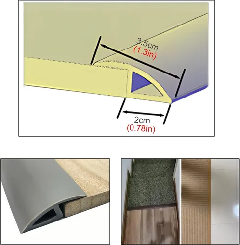 Vista 3 de Self Adhesive Floor Transition Strip for Wood to Tile/Carpet to Tile, PVC Soft Carpet Edge Trim Strips, Threshold Height Less Than 1cm (Light Brown)