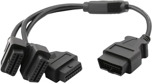 Vista 5 de Divisor OBD2 de 1.6 pies/19.7 in, extensión OBD-II de 3 vías, adaptador de cable extensor de diagnóstico para automóvil (negro)