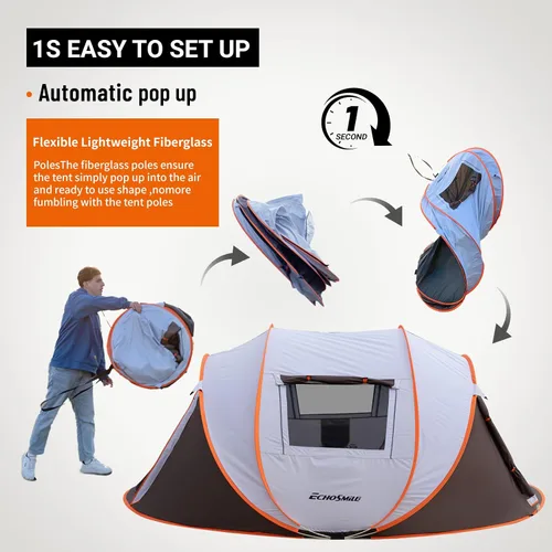 Vista 3 de EchoSmile Tienda de campaña desplegable para 2/4/6 personas, fácil instalación, cúpula resistente al agua, portátil con bolsa de transporte Blanco