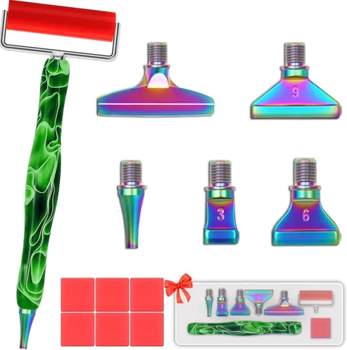 Vista 10 de Heyseri Juego de 14 piezas de herramientas y accesorios para bolígrafo de pintura de diamantes, exquisitas puntas de bolígrafo de metal de acero