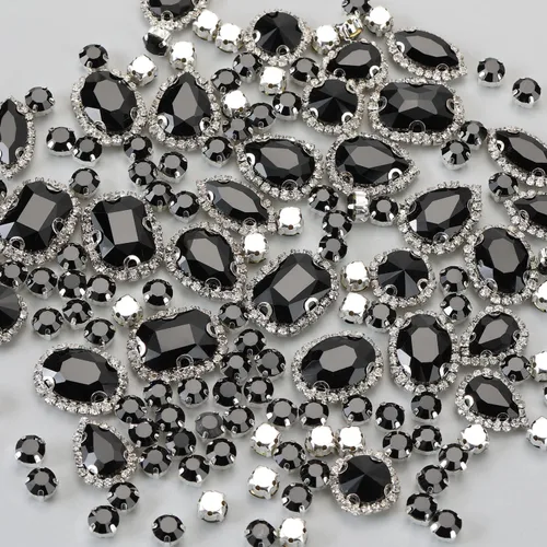Vista 18 de Diamantes de imitación AB para coser, Choupee 130 piezas de diamantes de imitación para coser con respaldo de metal, engaste de dientes, garra