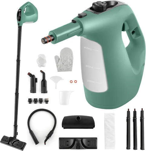 Vista 12 de Goplus Limpiador de vapor de mano, limpiador de vapor presurizado de 1400 W con vapor continuo con tiempo de uso ilimitado, tanque de agua de 13.5