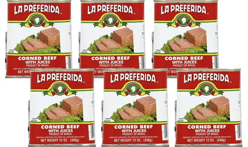 Vista 8 de La Preferida Carne de res en conserva con jugos, lista para comer, 0.53 onzas de proteína (12 onzas, paquete de 3)