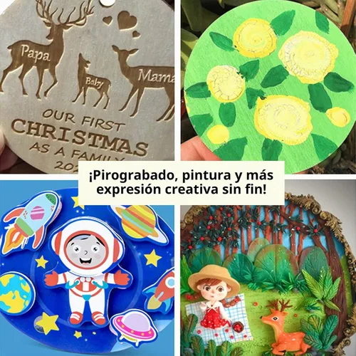 Vista 7 de Rondas de madera para manualidades de 10 pulgadas, paquete de 5 círculos redondos de madera sin terminar para manualidades, discos redondos