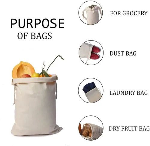 Vista 5 de 100 piezas bolsas de muselina de algodón premium de 2 x 3 pulgadas con doble cordón, bolsas reutilizables de algodón natural con cordón, bolsas