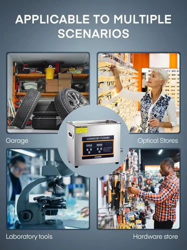 Vista 7 de Limpiador ultrasónico 6.5L con calentador y temporizador, máquina de limpieza comercial de acero inoxidable de 1.7 galones y 180 W para instrumentos