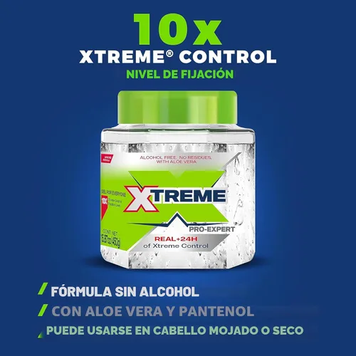 Vista 4 de Gel de peinado profesional Xtreme, transparente con aloe vera, sin alcohol, agarre máximo, 15.87 onzas, paquete de 2 Sin alcohol, control Xtreme
