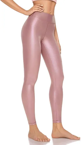 Vista 6 de LIEBERGO Leggings de piel sintética para mujer diseño de sirena brillante cintura alta control de abdomen para invierno color metálico pantalones