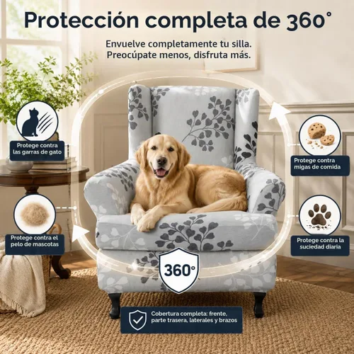 Vista 5 de NILUOH Wingback - Fundas para silla de 2 piezas, fundas para sillón para sala de estar 11