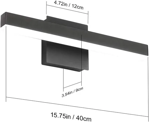 Vista 7 de Aipsun - Lámpara LED para baño moderna, color negro