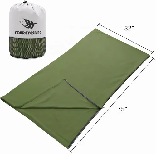 Vista 3 de Forro polar para saco de dormir, 75 pulgadas de largo con cremallera de microfibra de forro polar de viaje, saco de dormir individual, manta