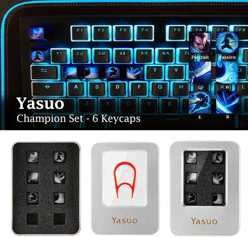 Vista 5 de League of Legends - Teclas personalizadas (Champion Alistar) - Grabado con láser con retrato de cada campeón, pasivo y habilidades. Se adapta a