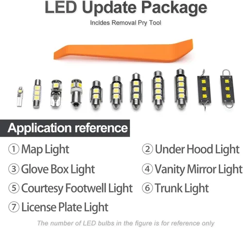 Vista 7 de Kit de 15 bombillas LED blancas para interiores para Chevy Corvette C5 1997 1998 1999 2000 2001 2002 2003 2004, luces LED para espejo de tocador