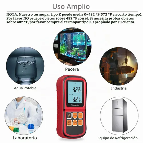 Vista 4 de KAMTOP Termómetro de termopar de doble canal, medidor de temperatura tipo K