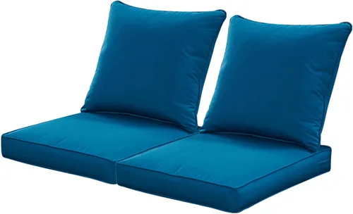 Vista 16 de QILLOWAY Juego de cojines de poliéster para sillas de exterior, cojines de exterior para muebles de patio, todo tipo de clima. Gris carbón/negro