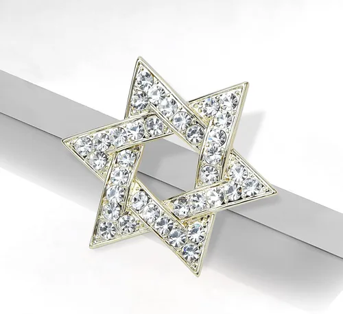 Vista 3 de VVCome Broche de estrella de David con diamantes de imitación y estrella de David, broche de solapa espiritual