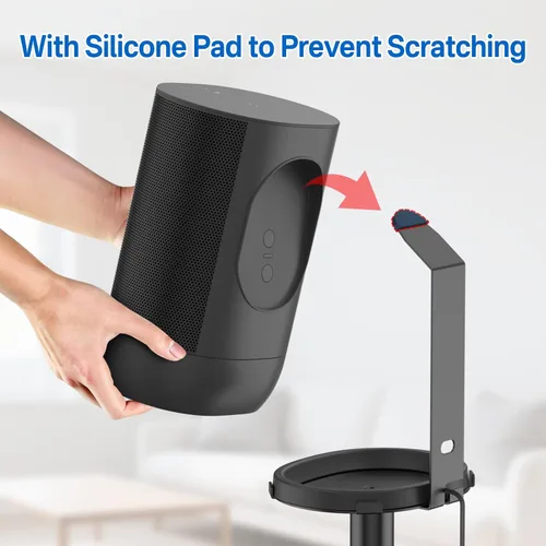 Vista 4 de Soporte de altavoz de altura ajustable para Sonos Move, soporte de suelo resistente para Sonos Move & Move 2 con diseño de cable de alimentación