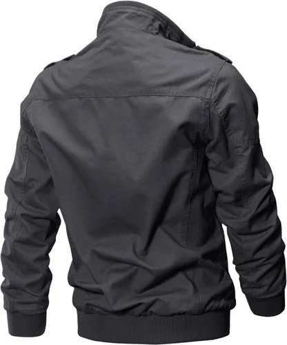 Vista 3 de Crysully - Chaqueta cortavientos para hombre, estilo informal y cuello militar, para primavera-otoño