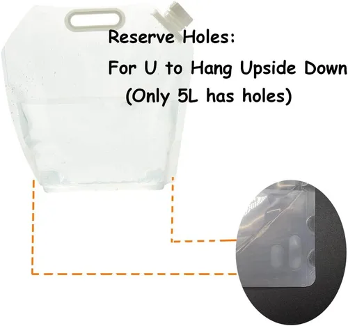 Vista 6 de Supant - Bolsa de contenedor plegable para agua de emergencia, congelable, sin BPA, recipiente plegable de agua de plástico para exteriores