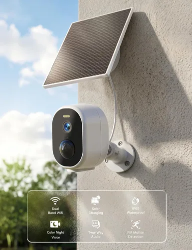 Vista 10 de GNCC Cámaras de seguridad solares inalámbricas para exteriores, WiFi de 5G