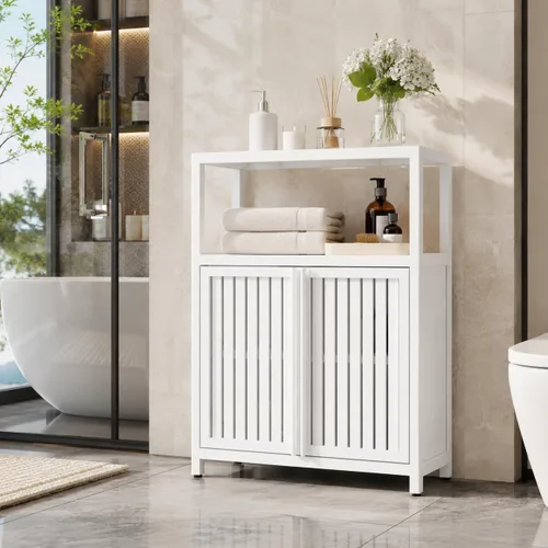 Vista 9 de Gabinete de almacenamiento de baño de bambú de 52 pulgadas de alto Natural
