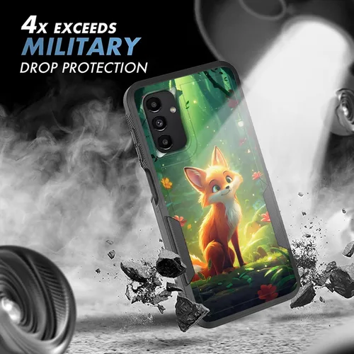 Vista 405 de Funda para Galaxy A14 5G, resistente de doble capa híbrida de policarbonato duro, goma suave, a prueba de golpes, funda protectora resistente