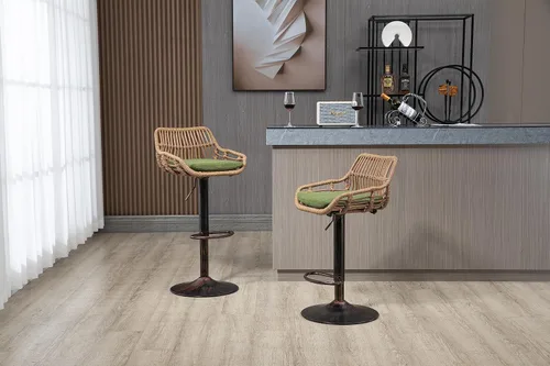 Vista 4 de Juego de 2 taburetes de bar giratorios con reposapiés ajustables para cocina, comedor, 2