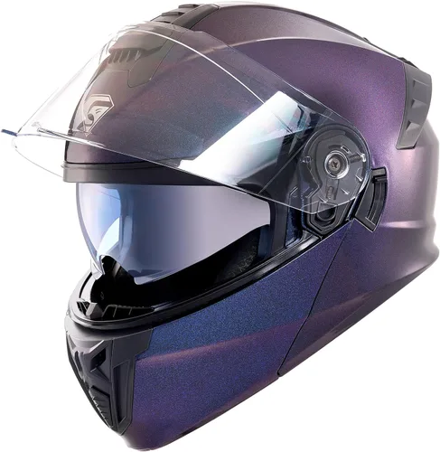 Vista 12 de KYPARA Casco modular de doble visera abatible de cara completa para motocicleta con certificación DOT de impresionismo