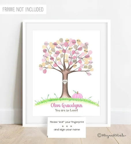 Vista 8 de Decoración de boda con temática de otoño sin marco, diseño de calabaza, árbol de huellas dactilares de boda de otoño