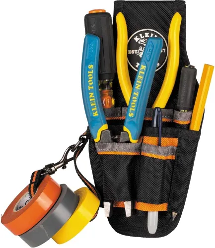 Vista 12 de Klein Tools 5240 Bolso para herramientas Tradesman Pro, con 9 bolsillos, cordón adhesivo, bucle de túnel de 2 pulgadas, excelente funda