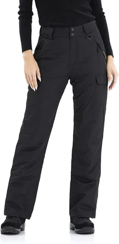 Vista 6 de WULFUL Pantalones de esquí de nieve aislados para mujer, impermeables, para invierno, snowboard, esquí, cargo