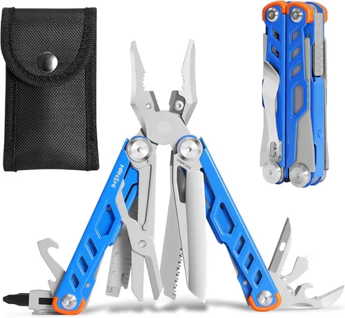 Vista 15 de HANSHI Llave Inglesa Ajustable Multiherramienta Martillo para Supervivencia, 16 en 1 Alicates Multiherramientas con Funda de Nylon, Navaja