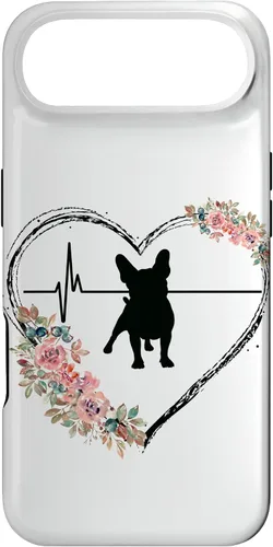 Vista 27 de French Bulldog Heartbeat with Flowers On White Case for iPhone 17