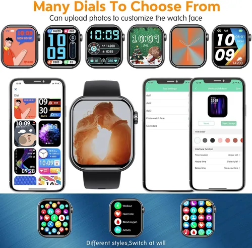 Vista 6 de Reloj inteligente para hombres y mujeres, reloj inteligente con monitor de presión arterial, monitor de frecuencia cardíaca, temperatura corporal
