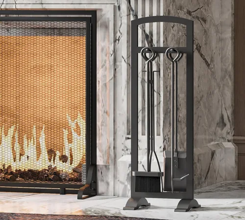 Vista 6 de Kingson Juego de herramientas ligeras de 5 piezas para chimenea: portátil, compacto y elegante kit de accesorios para hogueras