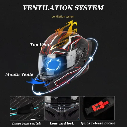 Vista 2 de Casco de motocicleta Bluetooth modular, casco moto plegable con visera interior, visera solar, doble lente de seguridad, casco aprobado por DOT