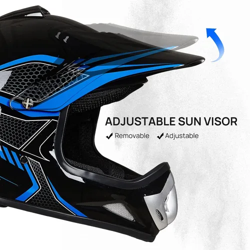 Vista 4 de ILM - Casco para niños o jóvenes para motocross o cuatrimoto o calle, de cara completa, para moto, incluye lentes y guantes, aprobado por el DOT