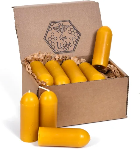 Vista 10 de BeeTheLight - Velas de cera de abeja (3.5 x 1.25 pulgadas), vela sin humo sin perfume, 12 horas de tiempo de combustión cada una, vela de cera