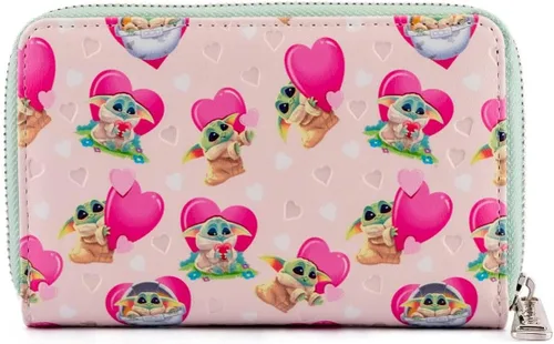 Vista 3 de Loungefly x Star Wars Mandalorian Grogu - Cartera con cremallera para San Valentín, Multi