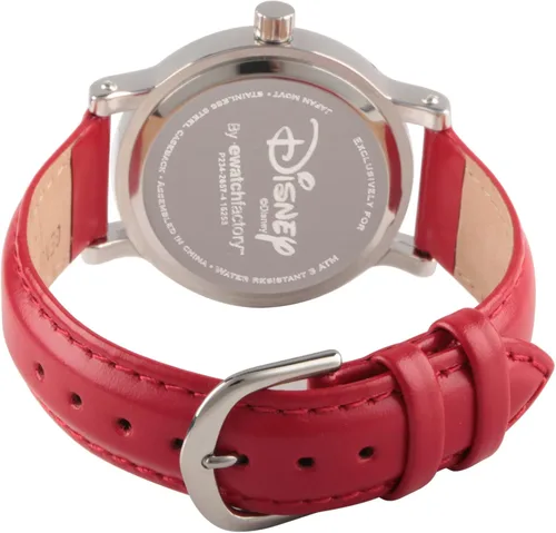 Vista 2 de Disney Minnie Mouse - Reloj analógico vintage de cuarzo para adultos, Rojo