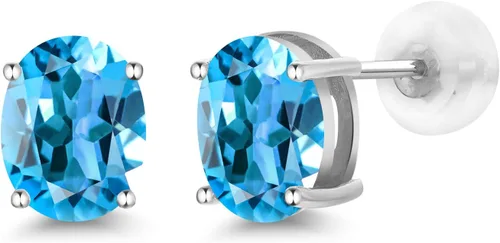 Vista 132 de Gem Stone King Aretes de oro de 14 quilates con piedra natal ovalada de 0.315 x 0.236 in Aretes de oro para mujer