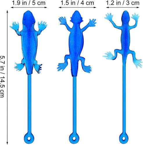 Vista 3 de NUOBESTY 15 piezas de juguetes pegajosos Gecko elásticos lagartos recuerdos de fiesta bolsas de regalo, relleno divertido mini TPR lagarto juguetes