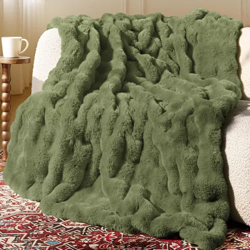 Vista 14 de Manta de piel sintética ultrasuave y acogedora, manta mullida de felpa gruesa de burbujas, manta mullida de lujo de gran tamaño para sofá, cama