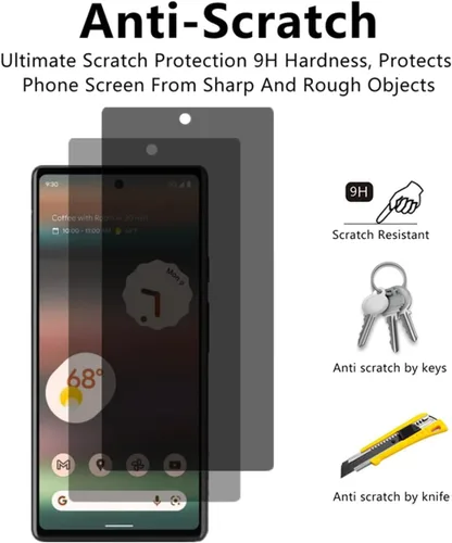 Vista 3 de Protector de pantalla de privacidad para Google Pixel 6a, [2 unidades] de vidrio templado antiespía antiarañazos para Google Pixel 6a GB62Z GX7AS