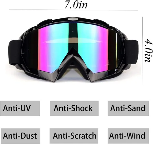 Vista 2 de Gafas de motocicleta Dirt Bike Motocross ATV gafas todoterreno MX anti UV esquí ajuste sobre gafas arrancables para hombres, mujeres, jóvenes