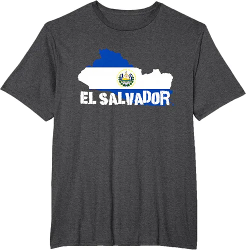 Vista 22 de Camiseta con la bandera de El Salvador, mapa de El Salvador, camiseta de Salvador para mujer, Negro